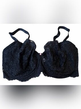 Victoria’s Secret Black Lace Unlined Underwire Bra 38G Sheer Balconette